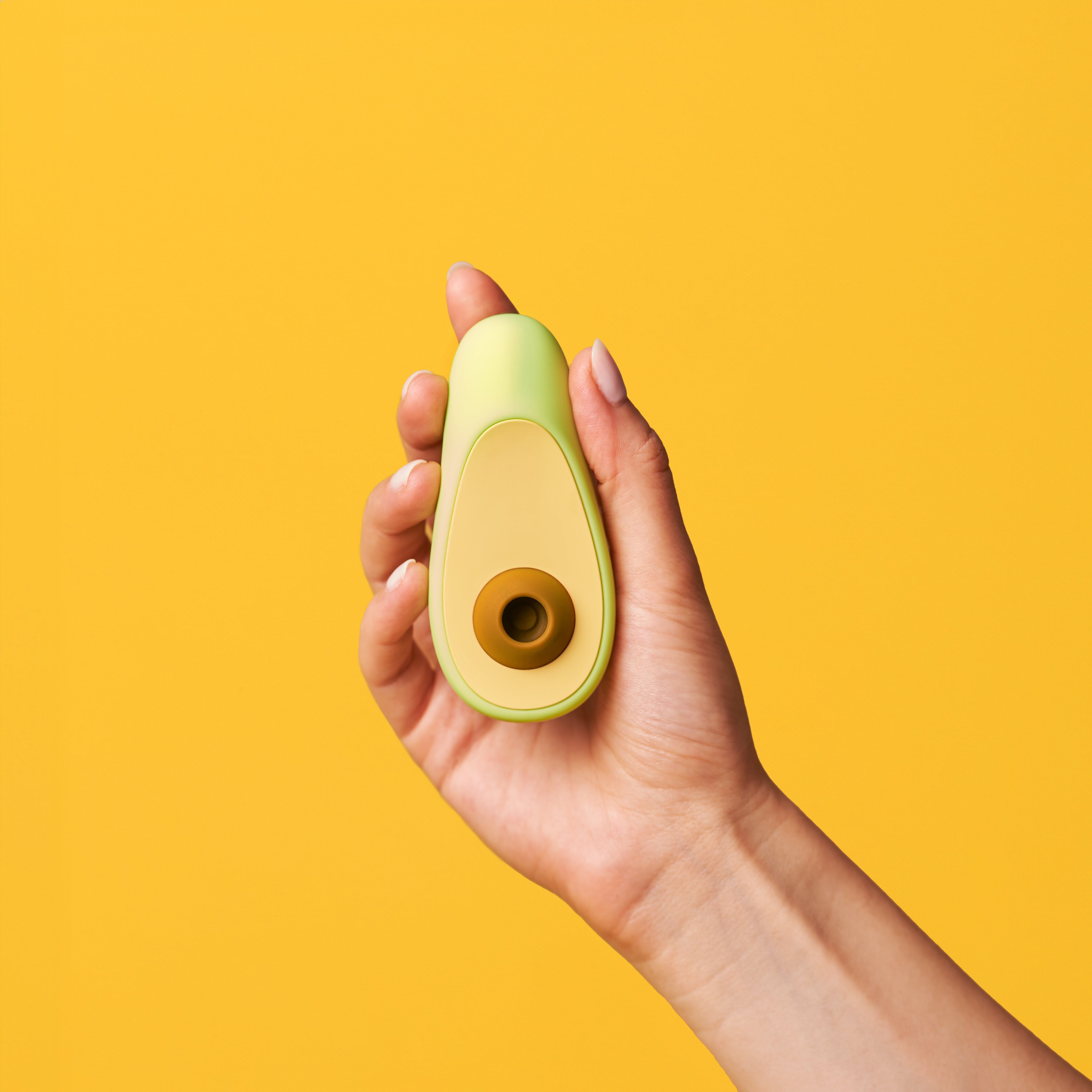 Avocado clitoral vibrator — close detail